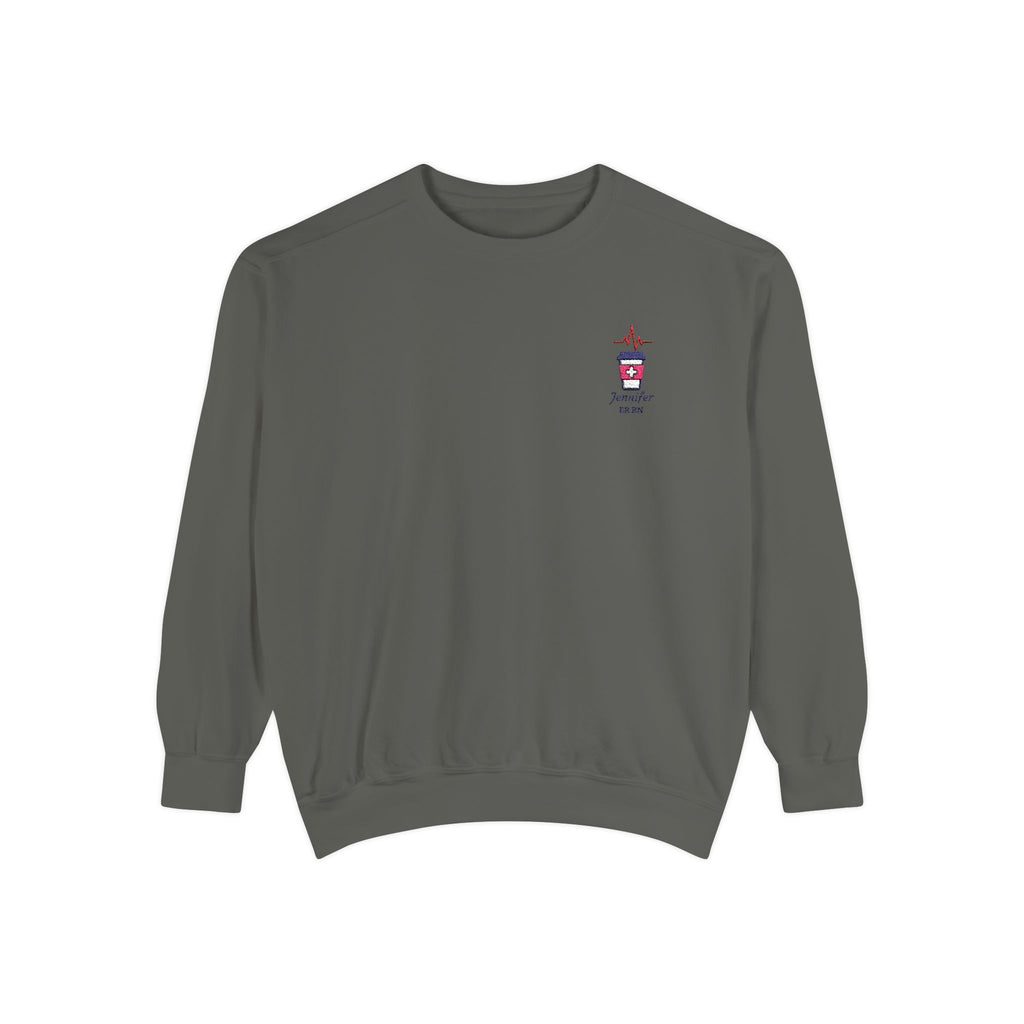 Heartbeat Coffee Personalizable Embroidered Sweatshirt