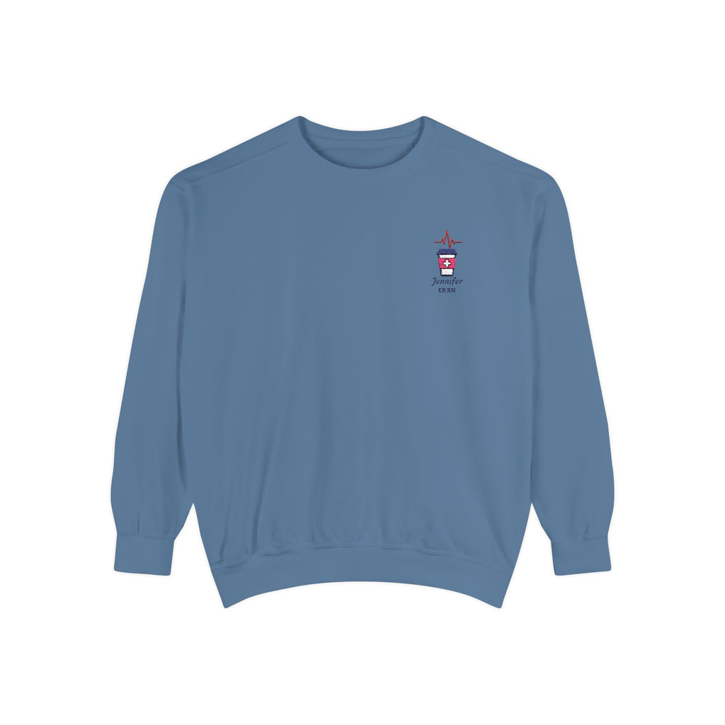 Heartbeat Coffee Personalizable Embroidered Sweatshirt