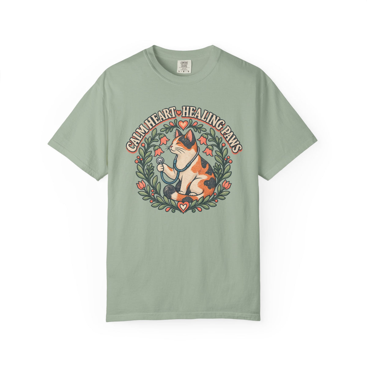Retro Calm Heart Healing Paws T-Shirt