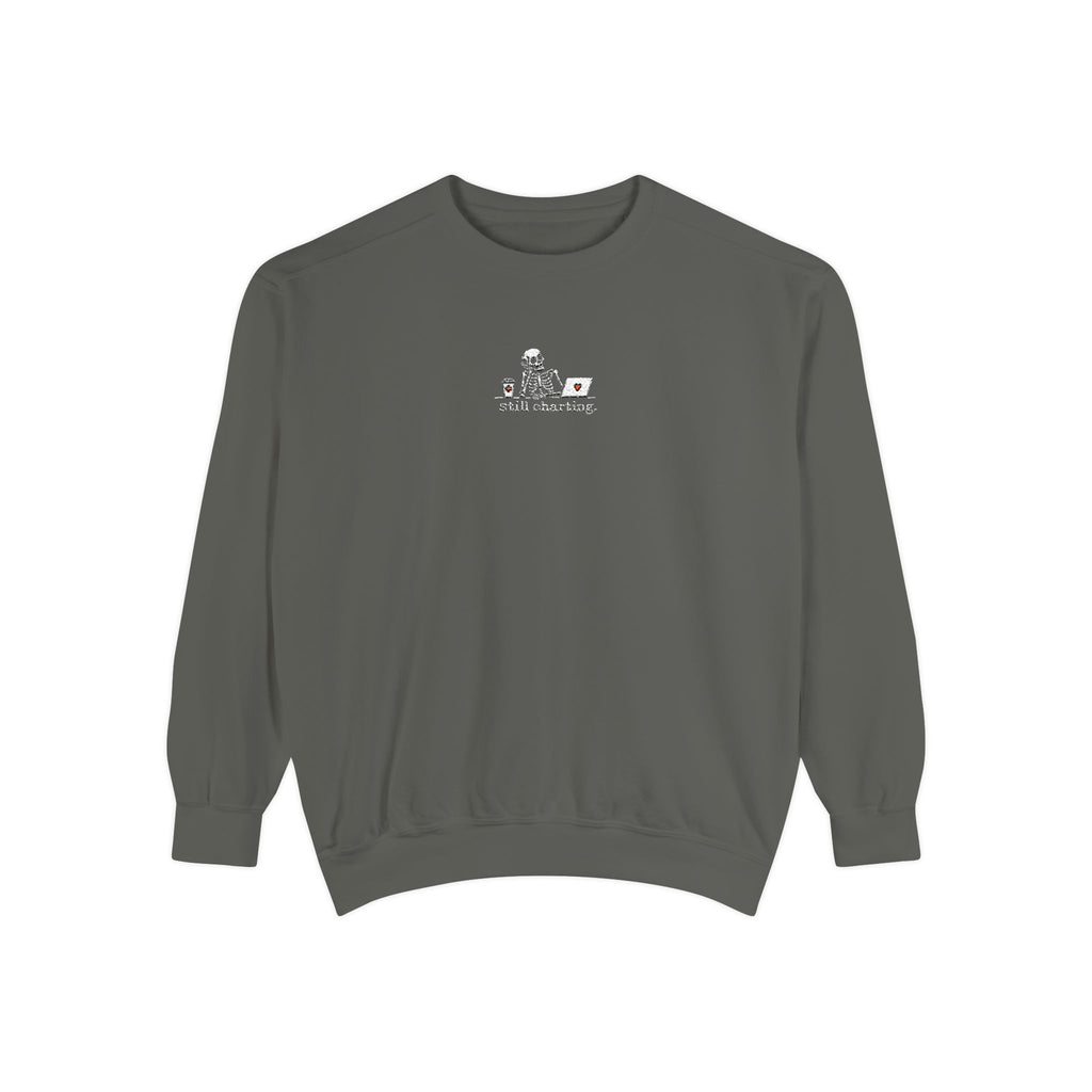 Still Charting Nurse Skeleton Sweatshirt Embroidered Sweatshirt